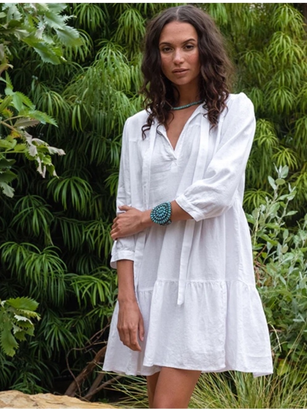 honorine / Short Giselle Double Gauze Dress in white XS